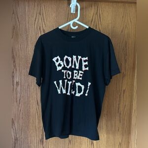 Halloween Bone To Be Wild Women’s Top Size XL Black White & Orange Letters